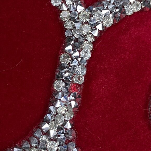 Sparkles Home 16"x16" Red Velvet Silver Embellished Lattice Square Throw Pillow‎ - Picture 4 of 4